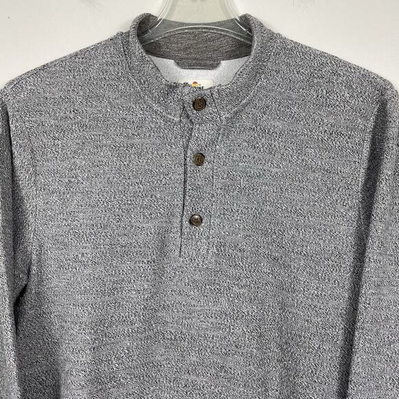Marine Layer Henley Sweater Sweatshirt Men's Large Gray Textured Preppy Casual - Picture 4 of 13